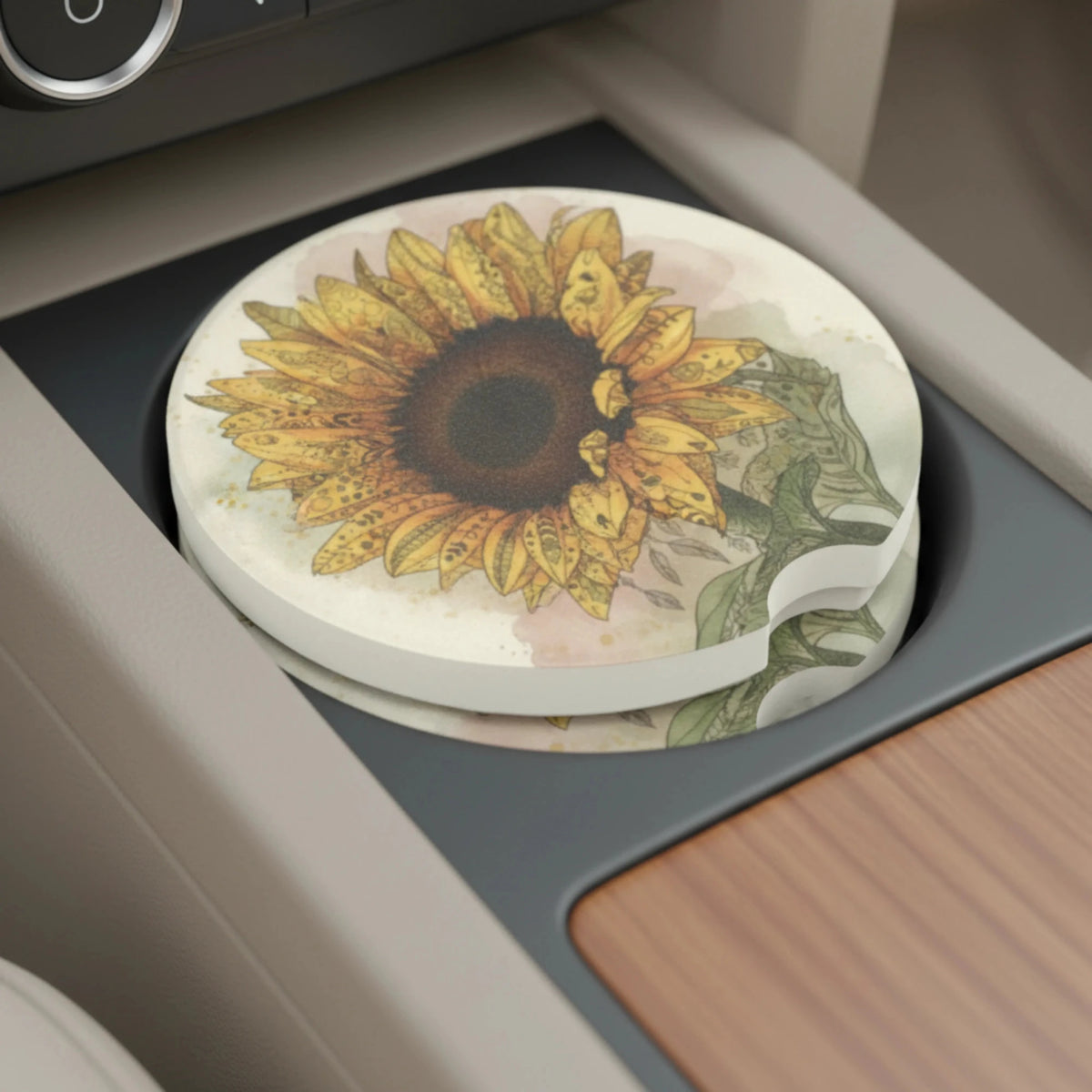 Sunflower Car Coasters Set - Road Muse