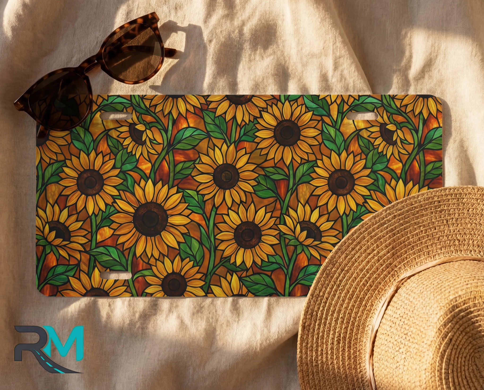 Sunflower Pattern Cottagecore Vanity Plate - Road Muse