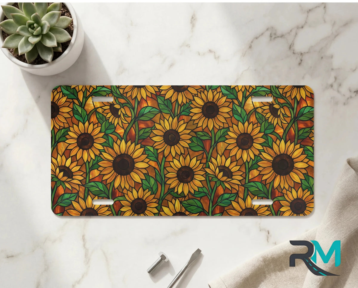 Sunflower Pattern Cottagecore Vanity Plate - Road Muse