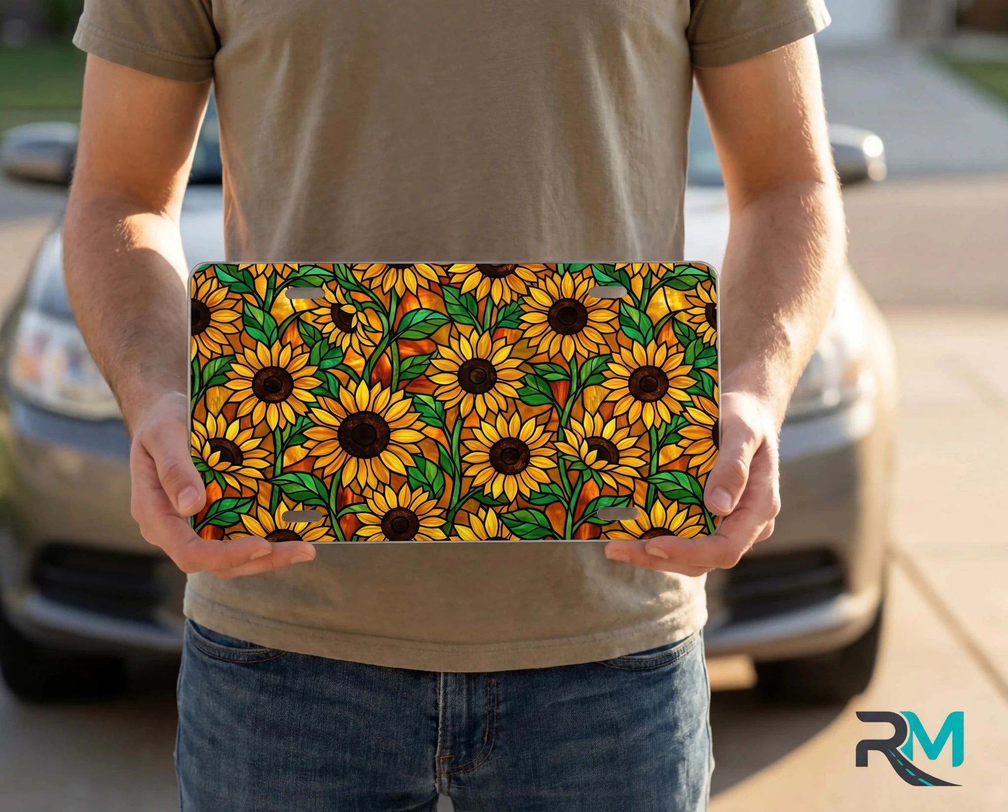 Sunflower Pattern Cottagecore Vanity Plate - Road Muse