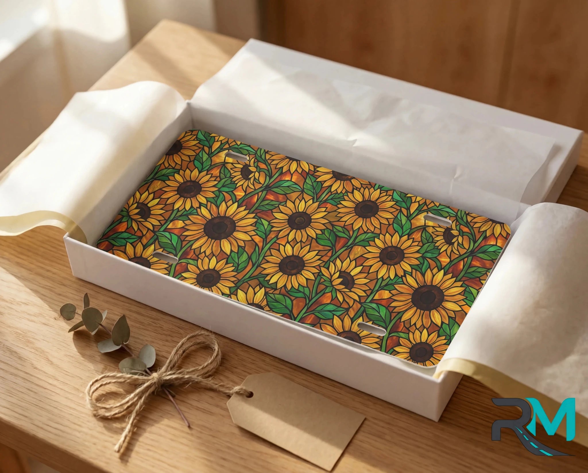 Sunflower Pattern Cottagecore Vanity Plate - Road Muse