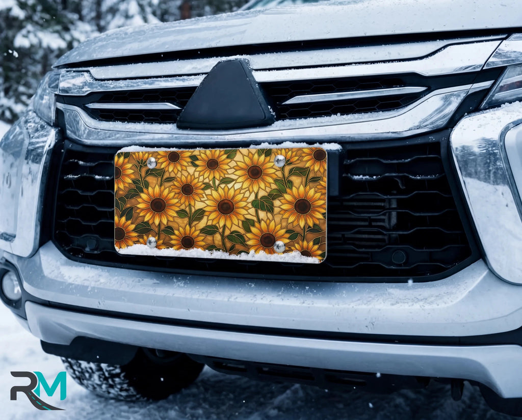 Sunflower Pattern Vanity Plate - Road Muse