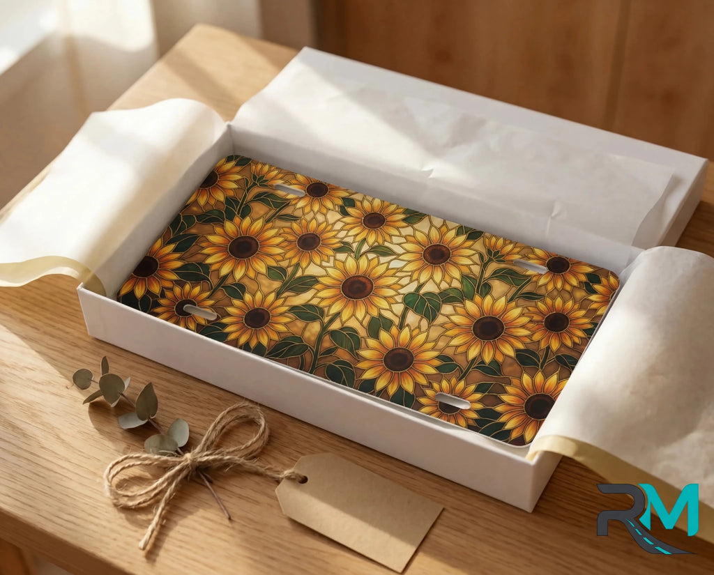 Sunflower Pattern Vanity Plate - Road Muse