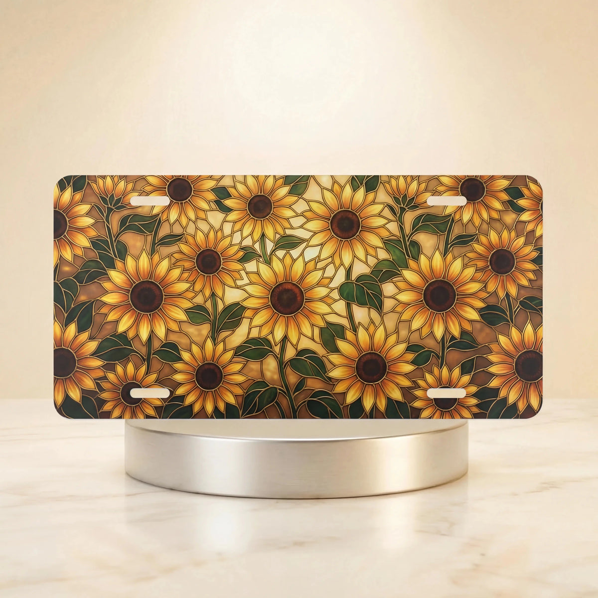 Sunflower Pattern Vanity Plate - Road Muse
