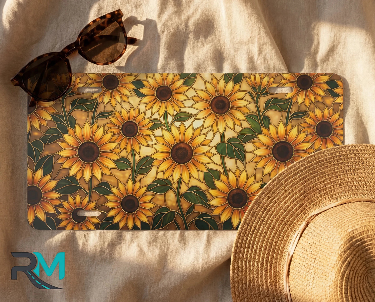Sunflower Pattern Vanity Plate - Road Muse