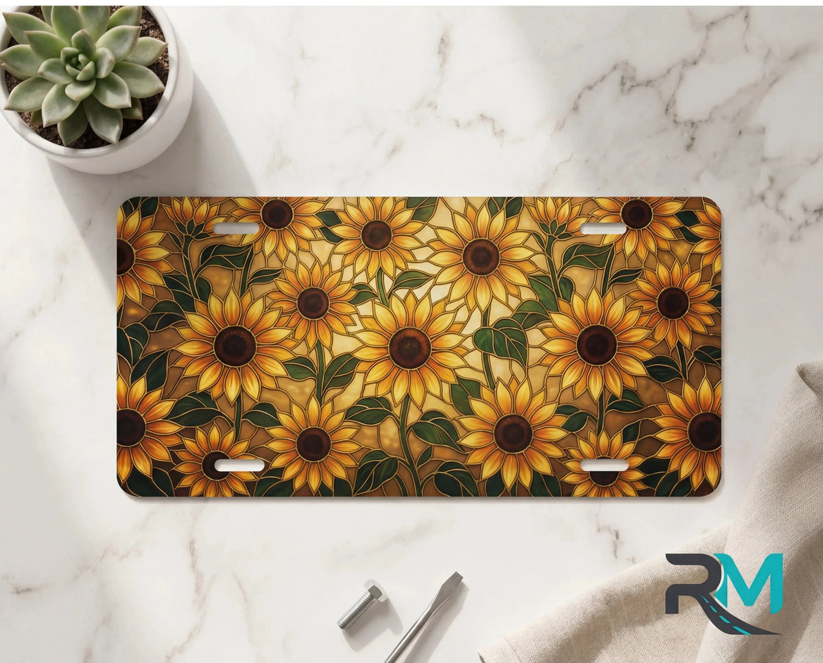 Sunflower Pattern Vanity Plate - Road Muse