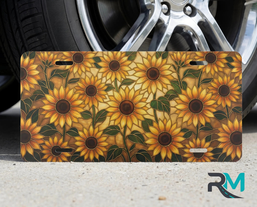 Sunflower Pattern Vanity Plate - Road Muse
