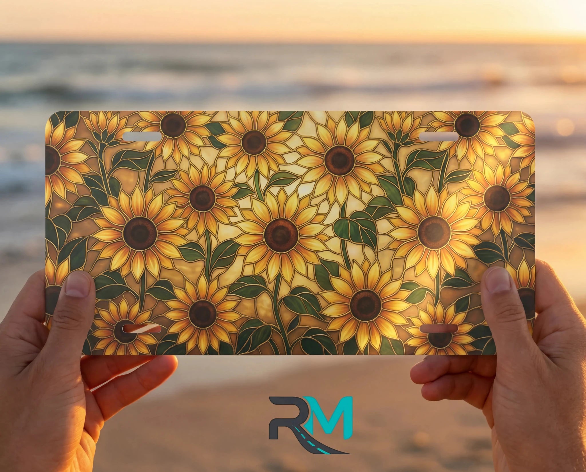 Sunflower Pattern Vanity Plate - Road Muse