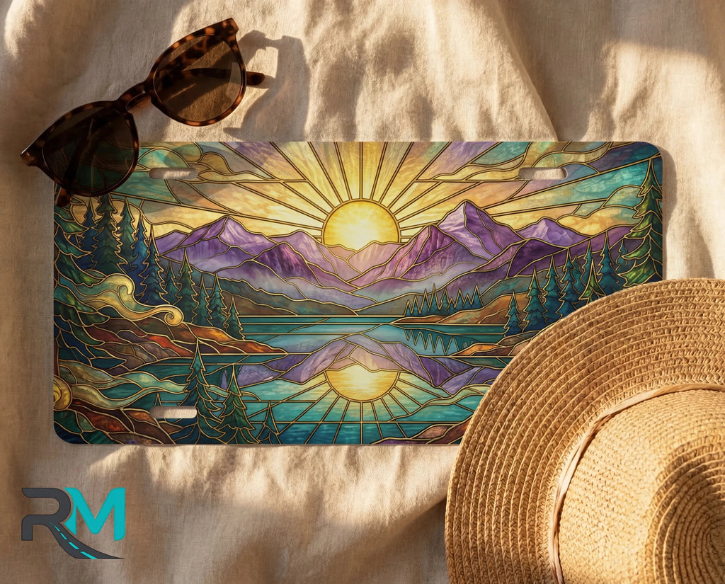 Sunrise Mountain Lake Scenic Vanity Plate - Road Muse