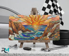 Sunrise Ocean Cliffs Vanity Plate - Road Muse