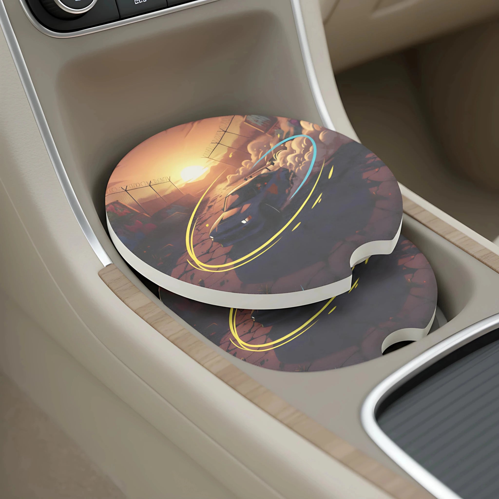 Sunset Drift Car Coasters Set - Road Muse