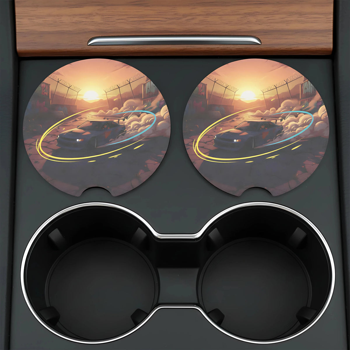 Sunset Drift Car Coasters Set - Road Muse