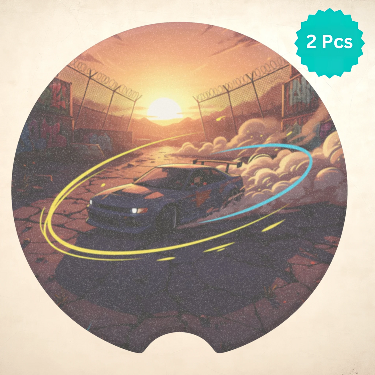 Sunset Drift Car Coasters Set - Road Muse