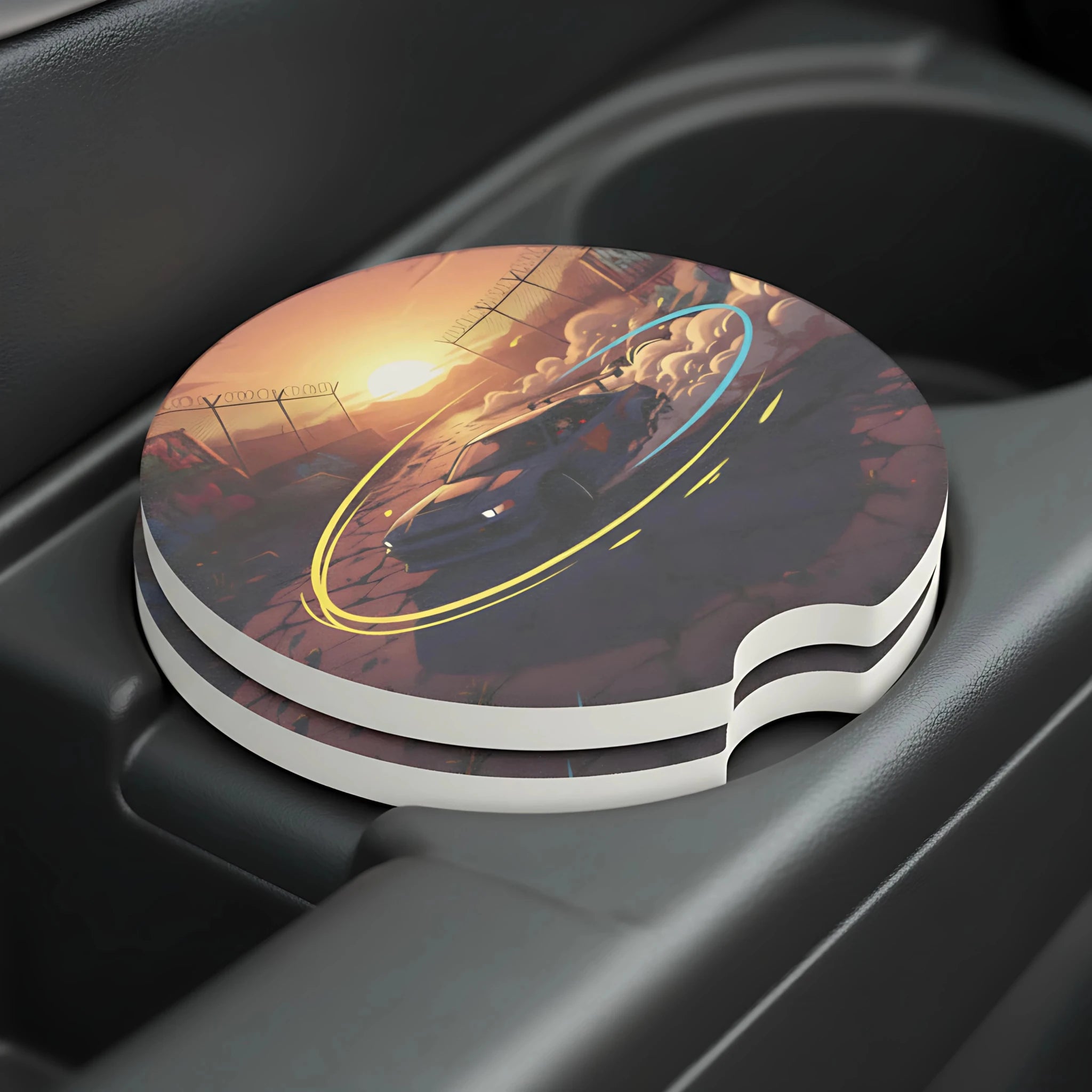 Sunset Drift Car Coasters Set - Road Muse