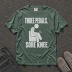 Three Pedals Sore Knee Driving Joke Tee - Road Muse