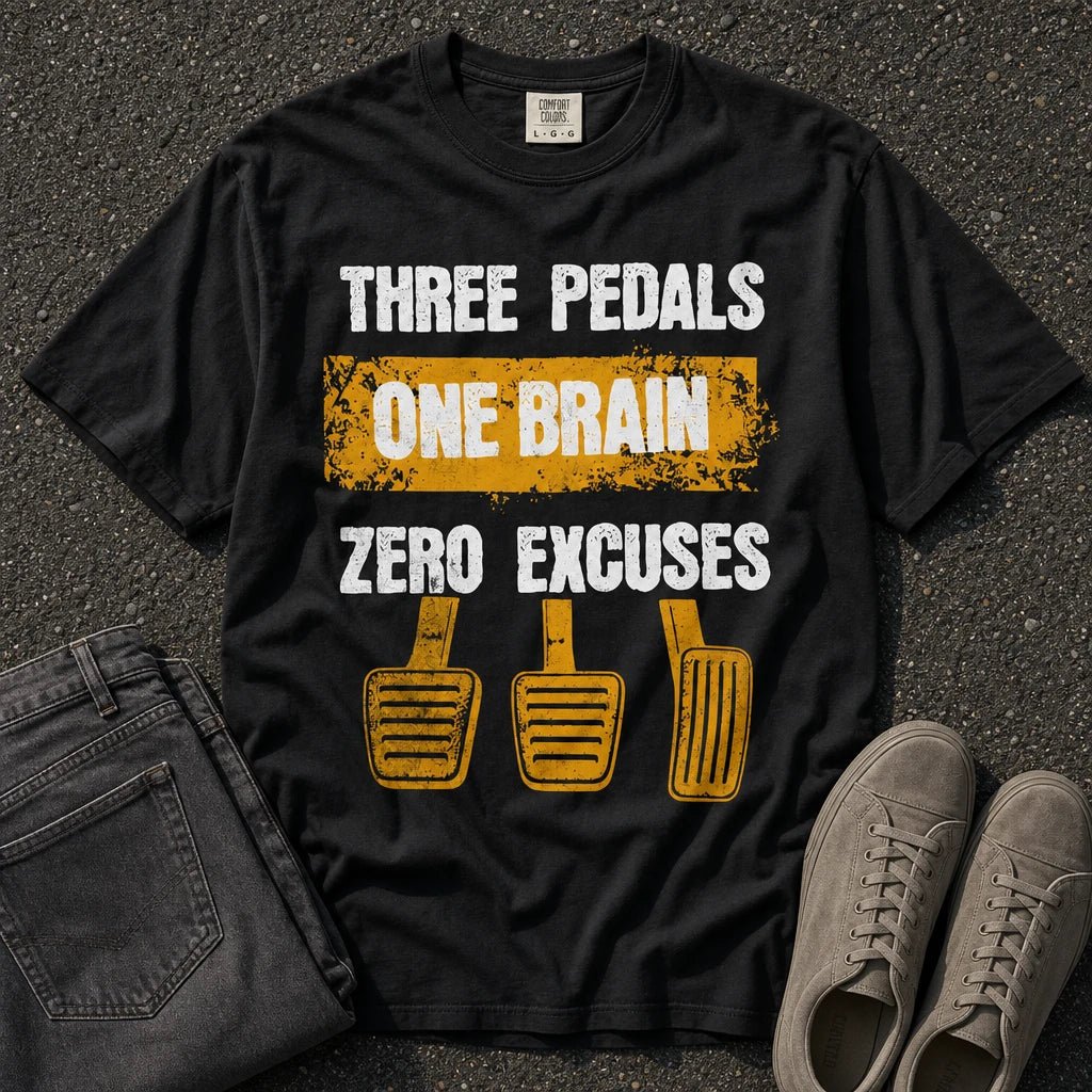 Three Pedals Zero Excuses Manual Tee - Road Muse