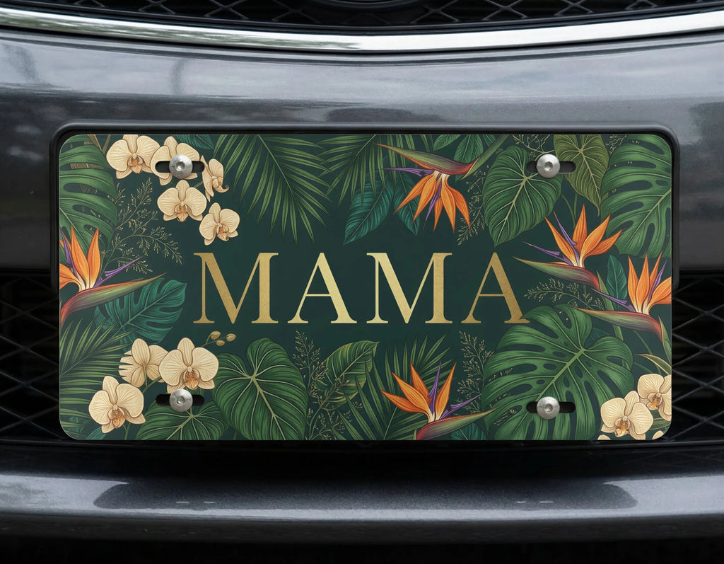Tropical Floral Mama Vanity Plate - Road Muse