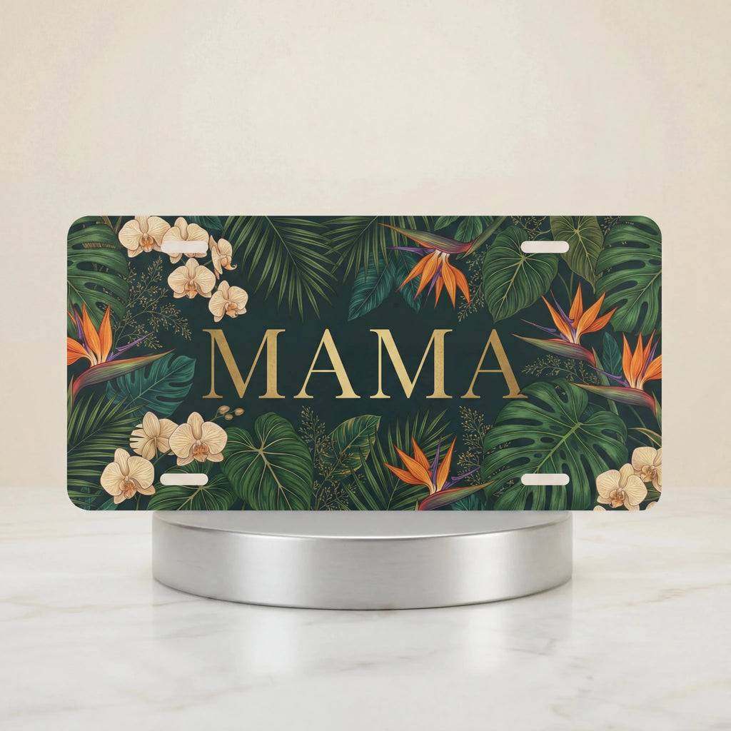 Tropical Floral Mama Vanity Plate - Road Muse