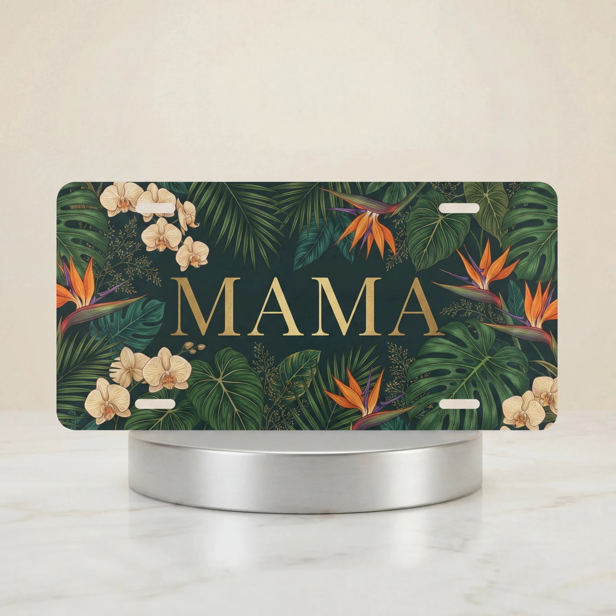 Tropical Floral Mama Vanity Plate - Road Muse