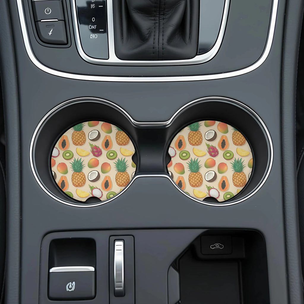 Tropical Fruit Car Coasters Set - Road Muse