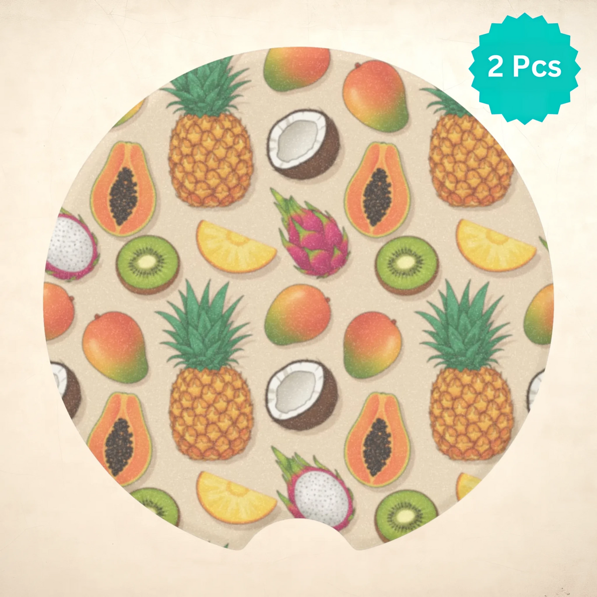 Tropical Fruit Car Coasters Set - Road Muse