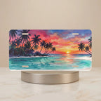 Tropical Sunset Beach Vanity Plate - Road Muse