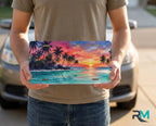 Tropical Sunset Beach Vanity Plate - Road Muse