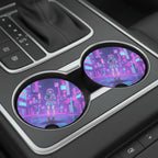 Vaporwave Neon City Girl Car Coasters Set - Road Muse