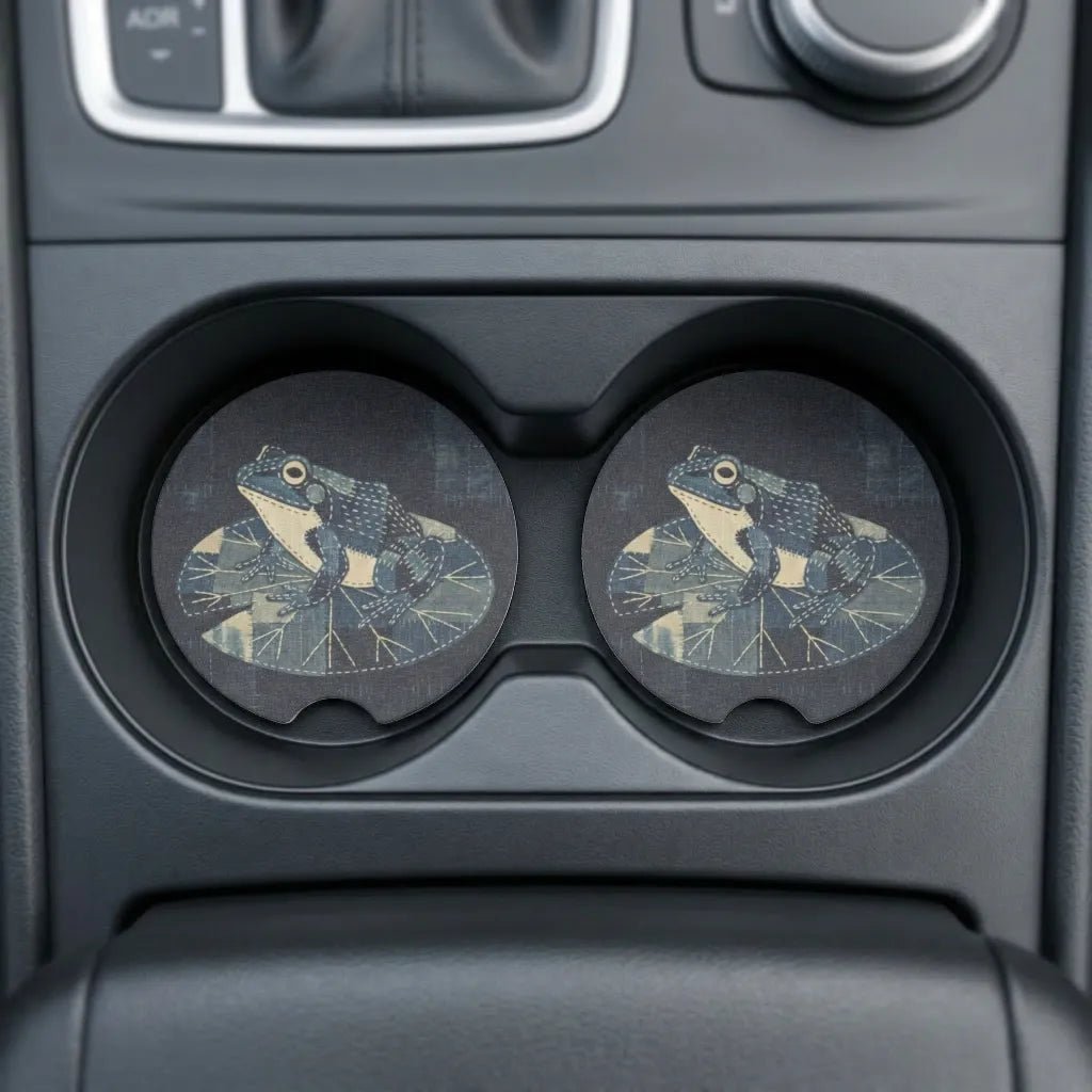 Vintage Blue Frog Car Coasters Set - Road Muse