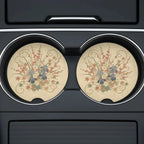 Vintage Blue Terracotta Floral Car Coasters Set - Road Muse
