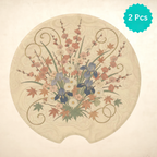 Vintage Blue Terracotta Floral Car Coasters Set - Road Muse