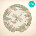 Vintage Dragonfly Floral Car Coasters Set - Road Muse