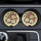 Vintage Floral Bouquet Car Coasters Set - Road Muse