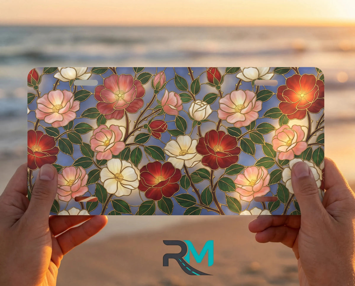 Vintage Floral Pattern Vanity Plate - Road Muse