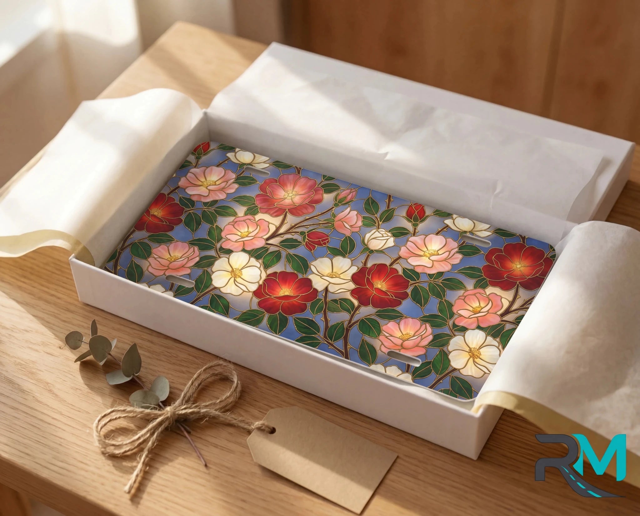 Vintage Floral Pattern Vanity Plate - Road Muse