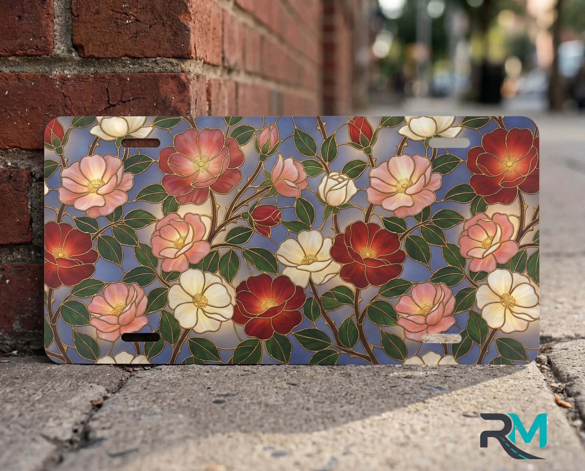 Vintage Floral Pattern Vanity Plate - Road Muse