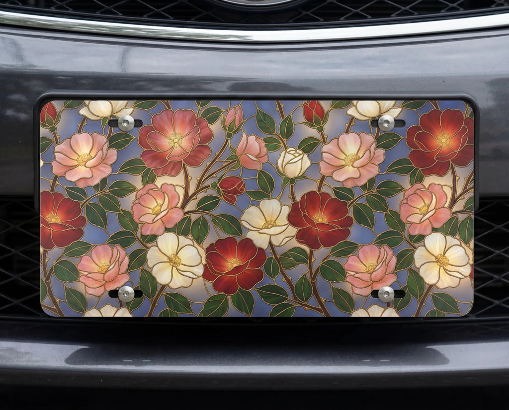 Vintage Floral Pattern Vanity Plate - Road Muse