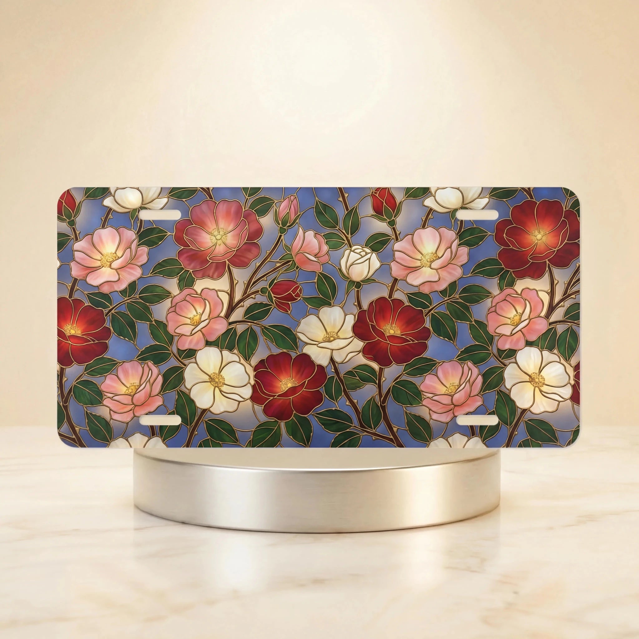 Vintage Floral Pattern Vanity Plate - Road Muse