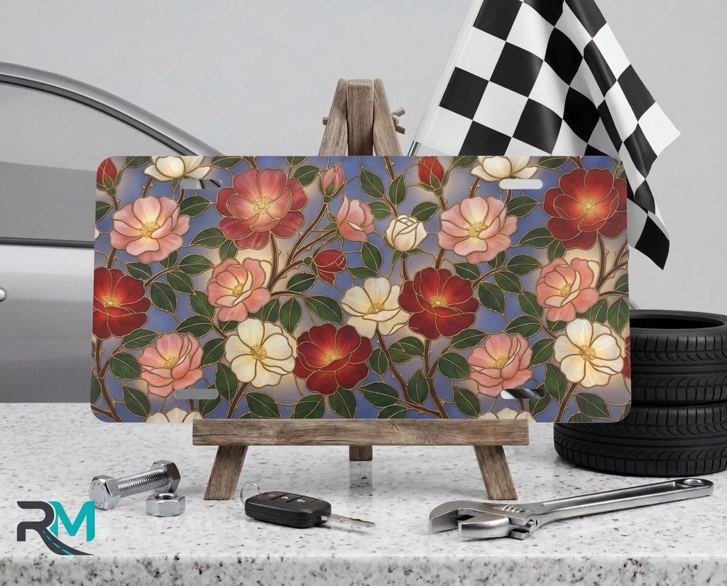 Vintage Floral Pattern Vanity Plate - Road Muse