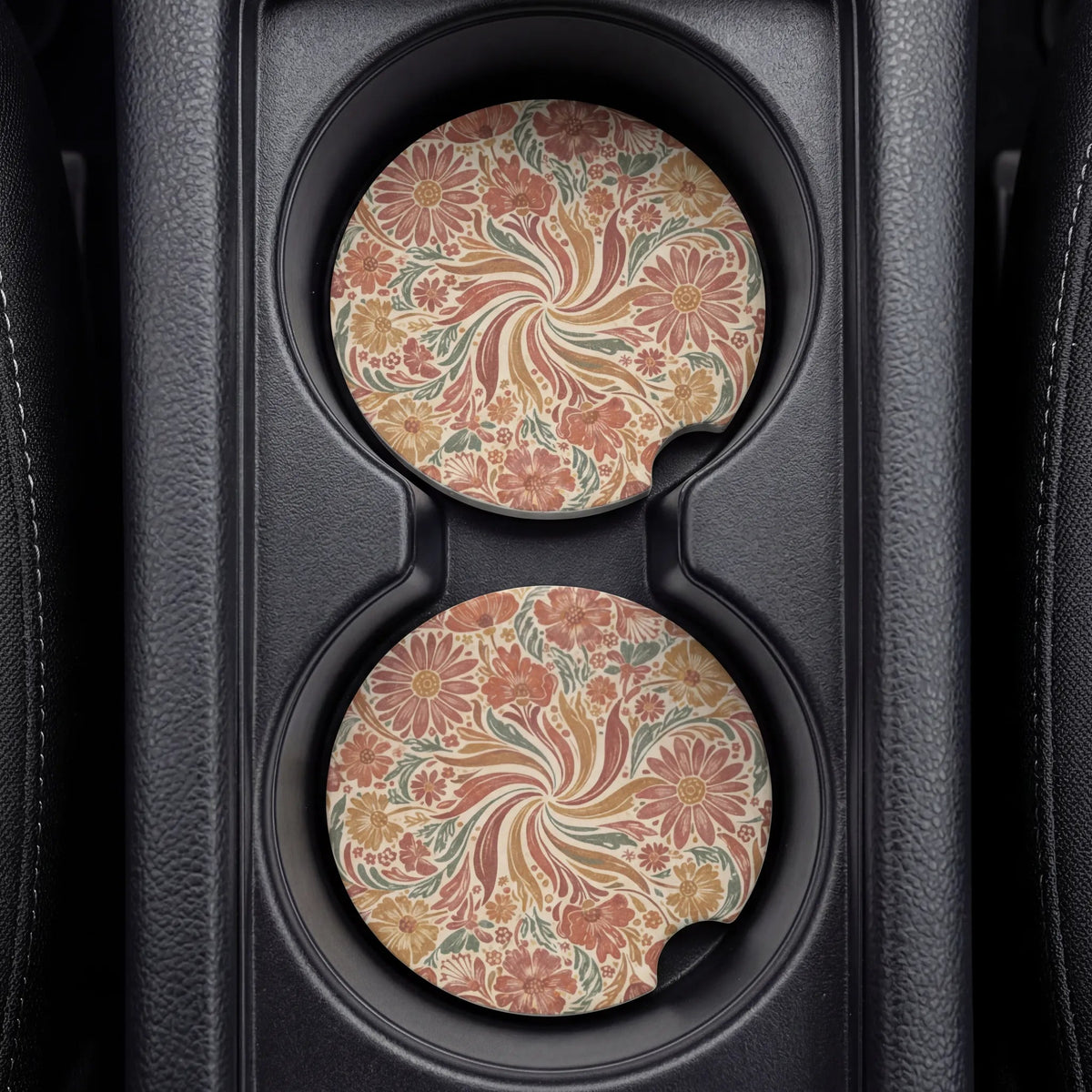 Vintage Flower Design Car Coasters Set - Road Muse