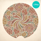Vintage Flower Design Car Coasters Set - Road Muse