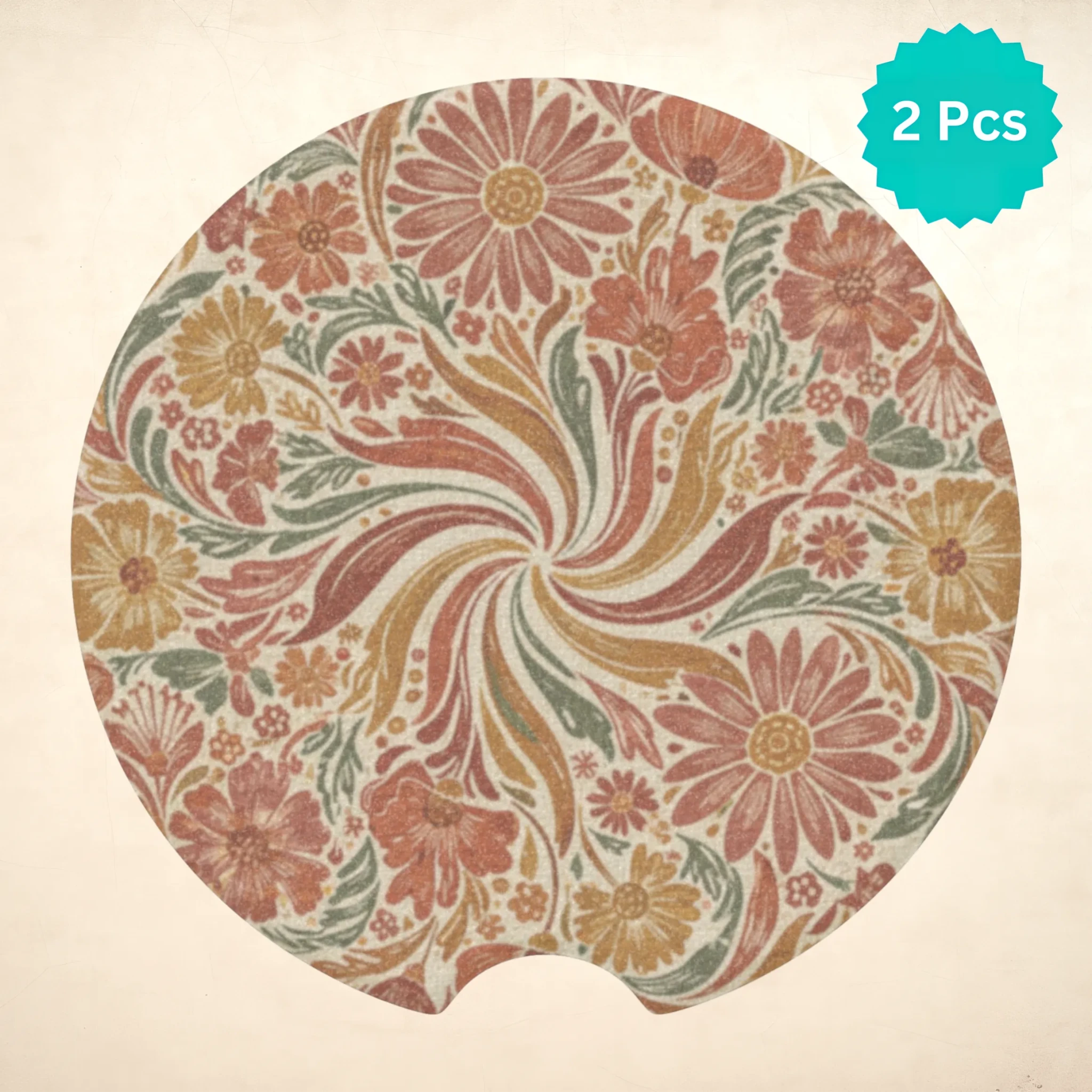 Vintage Flower Design Car Coasters Set - Road Muse