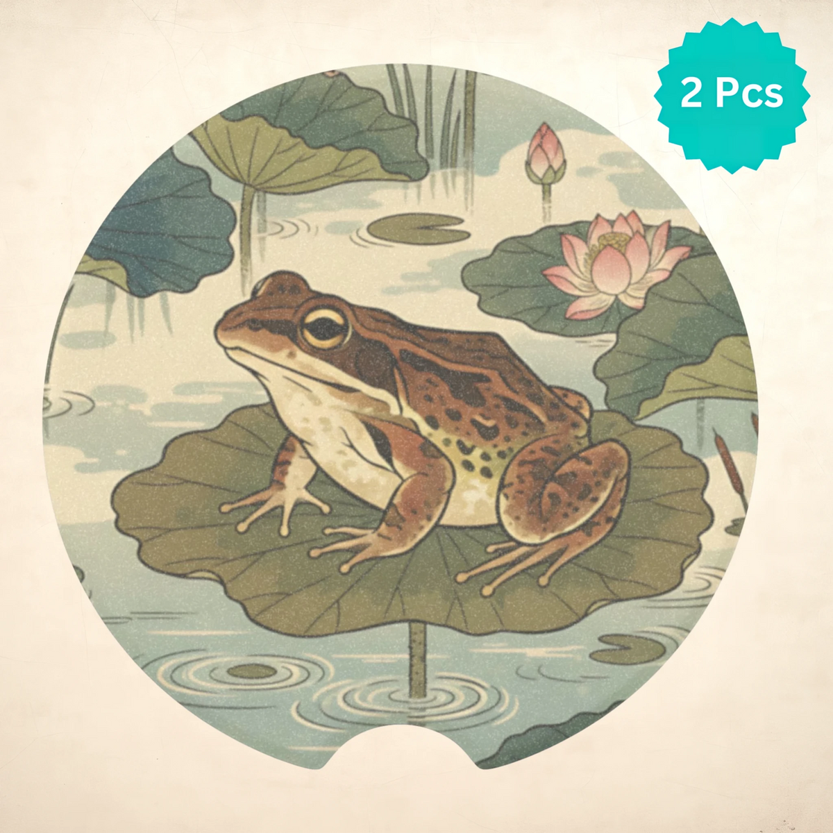 Vintage Frog Lily Pad Car Coasters Set - Road Muse