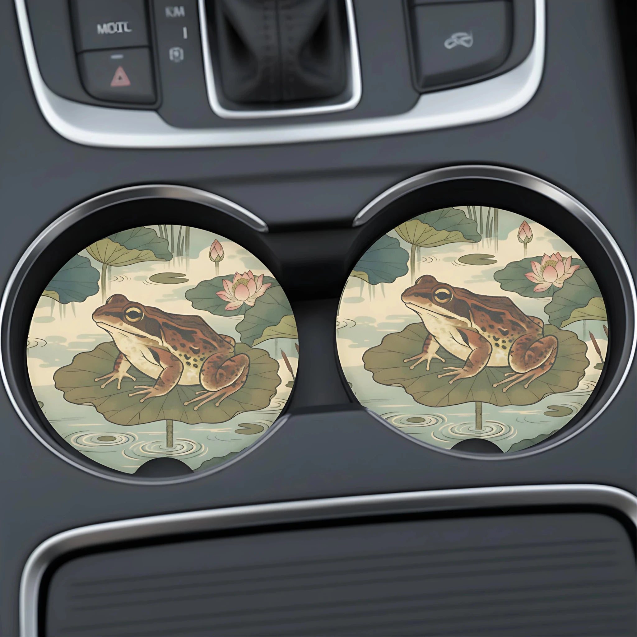 Vintage Frog Lily Pad Car Coasters Set - Road Muse