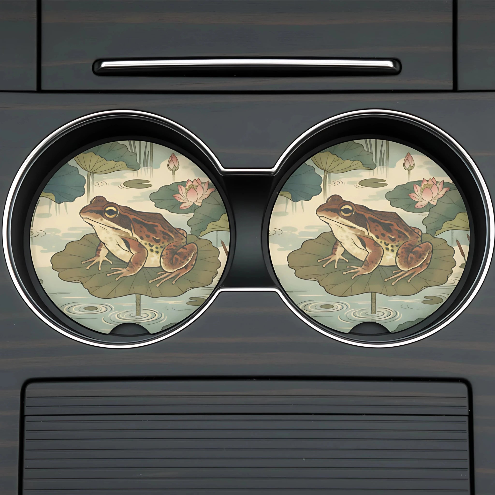 Vintage Frog Lily Pad Car Coasters Set - Road Muse