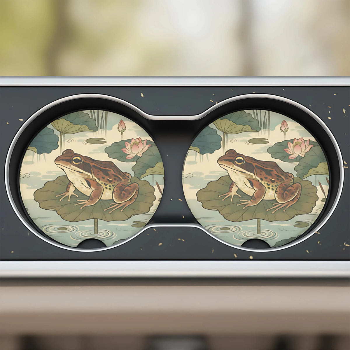Vintage Frog Lily Pad Car Coasters Set - Road Muse