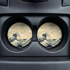 Vintage Great Wave Car Coasters Set - Road Muse