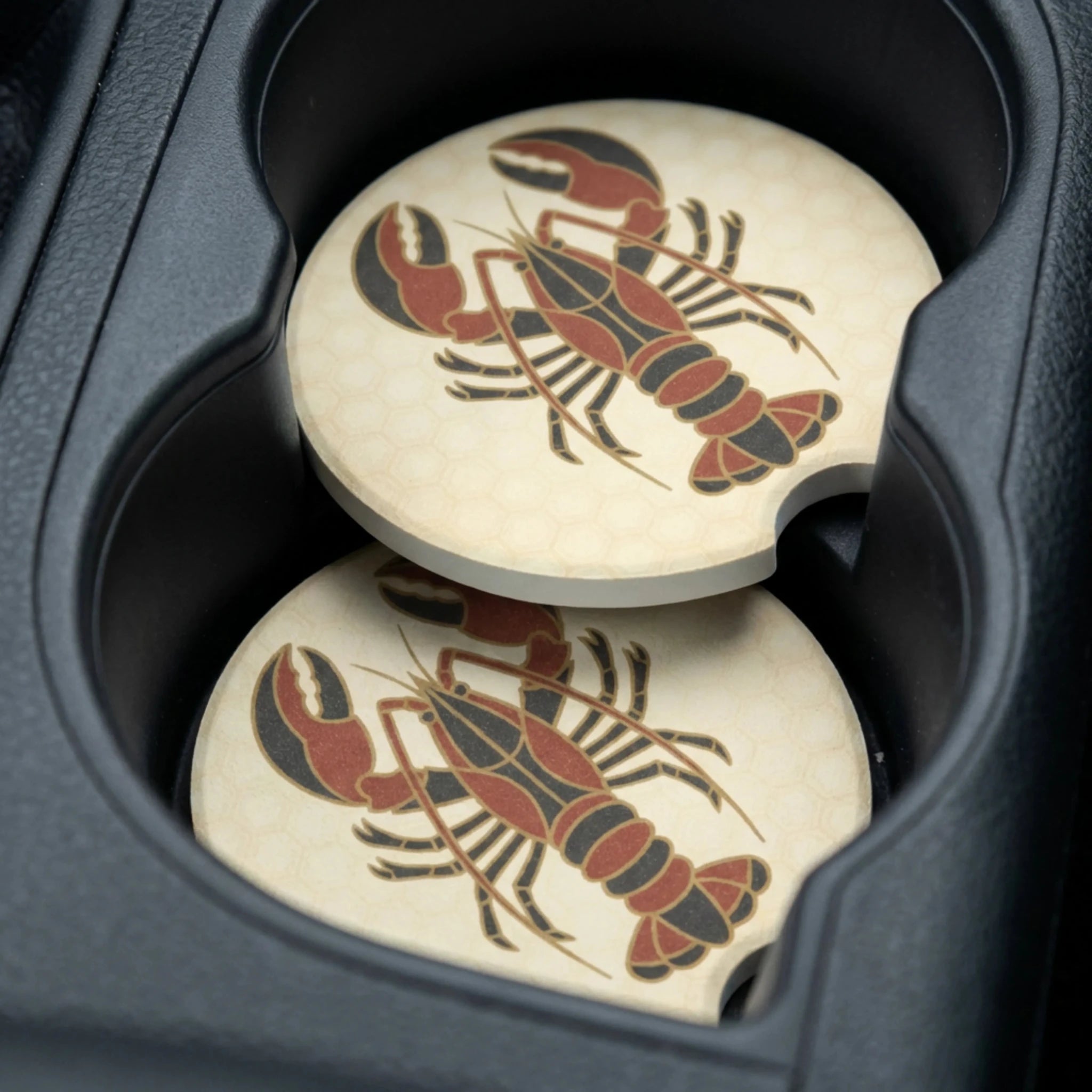 Vintage Lobster Illustration Car Coasters Set - Road Muse