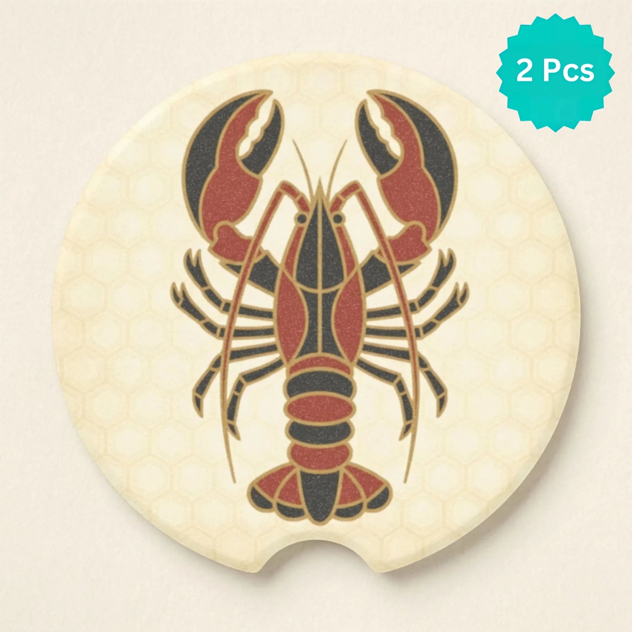 Vintage Lobster Illustration Car Coasters Set - Road Muse