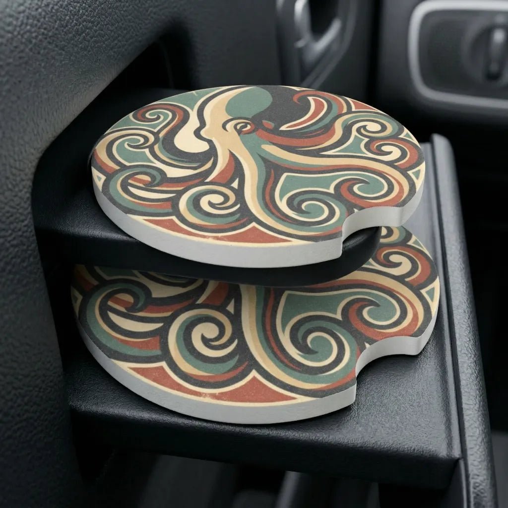 Vintage Octopus Car Coasters Set - Road Muse